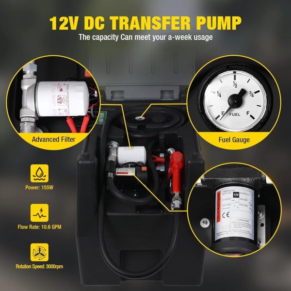 200L Portable Diesel Fuel Transfer Tank with Pump - Image 6