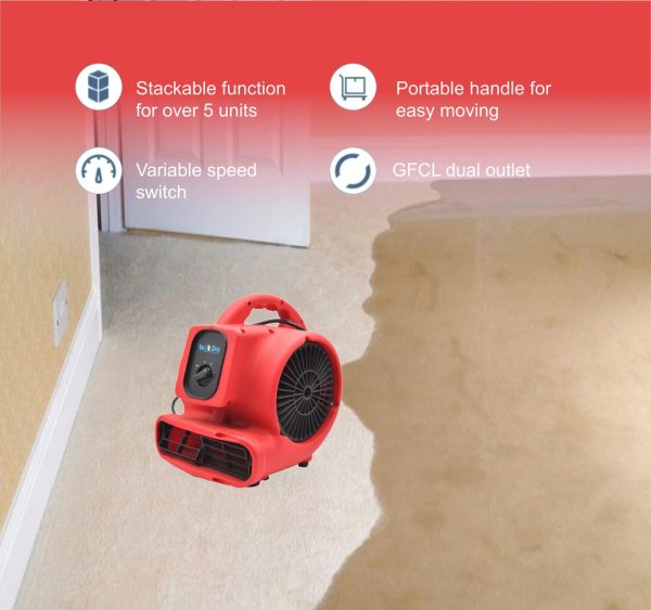 Industrial commercial floor fan dryer blower low profile air mover carpet dryer electric floor drying cleaning - Image 4